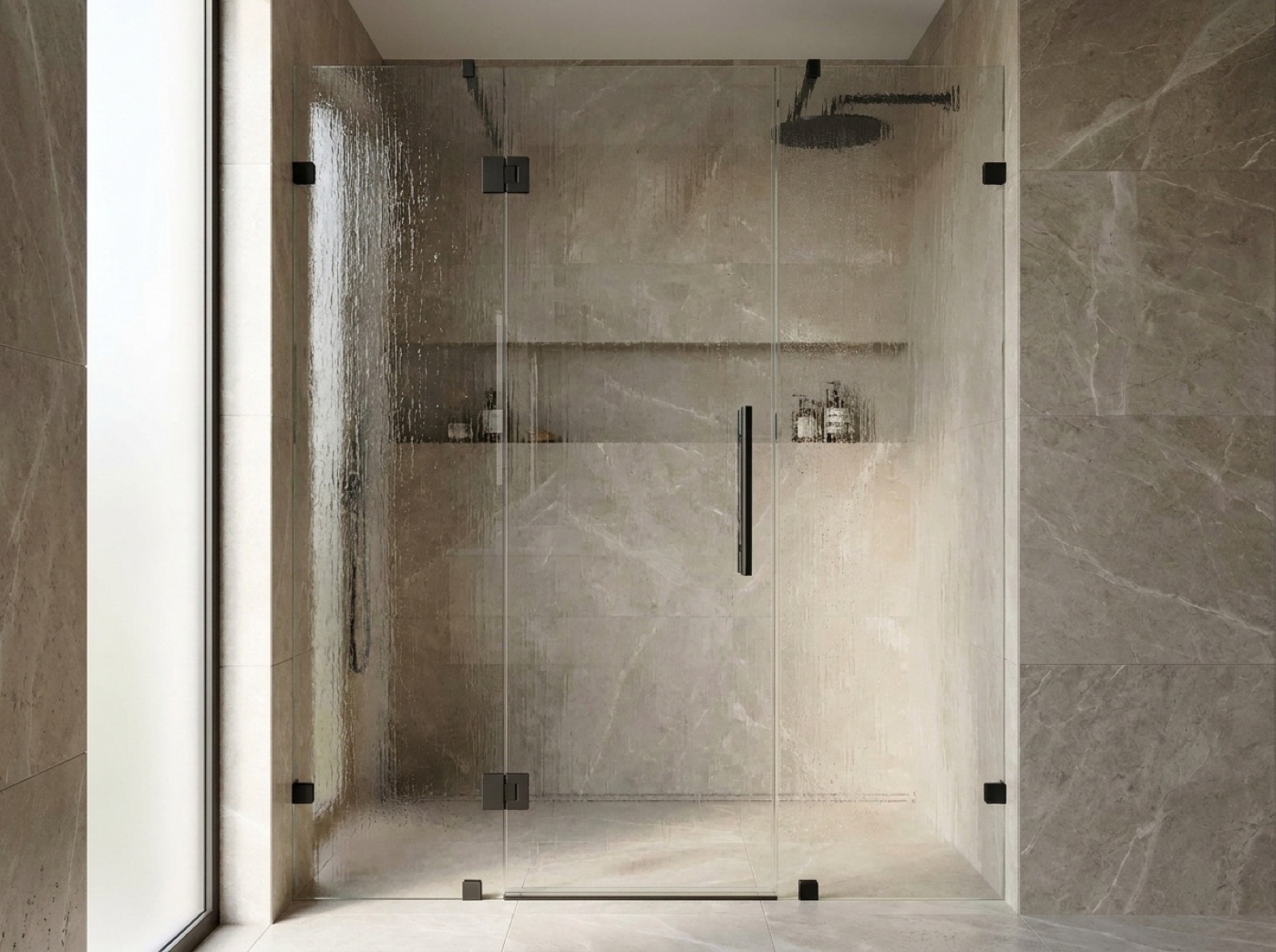 Semi-Frameless Shower Doors by Fortune Shower Doors for a Richmond, Michigan bathroom