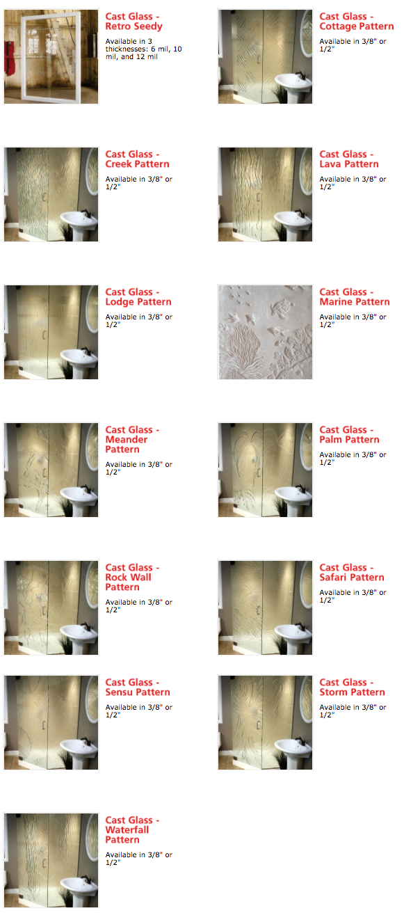 Cast Glass Fortune Shower Doors